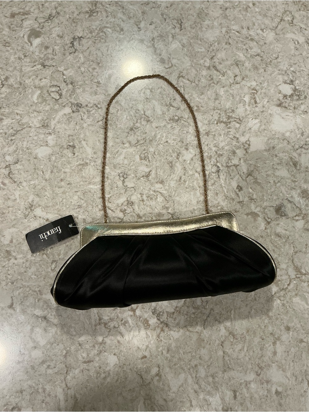 Black and Gold Satin Evening Clutch by Franchi